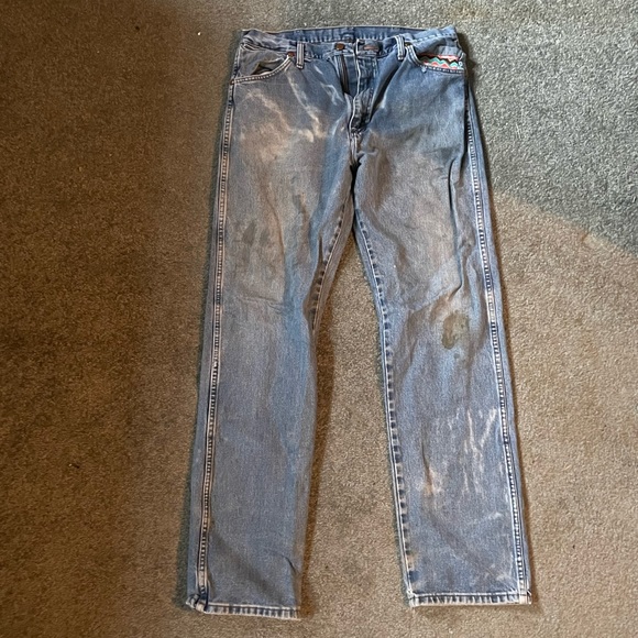 Wrangler Mens jeans, Vintage, Distressed, Design pocket, work jeans - Picture 2 of 3